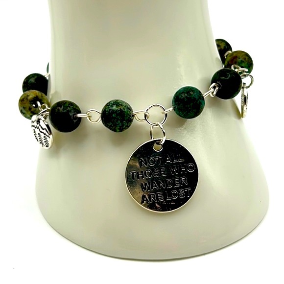 Handmade Compass Necklace Set with Natural African Turquoise Stones! - Picture 6 of 8